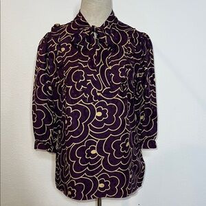 Corey Lynn Calter 3/4 Sleeve Neck Tie Silk Tunic Popover Blouse